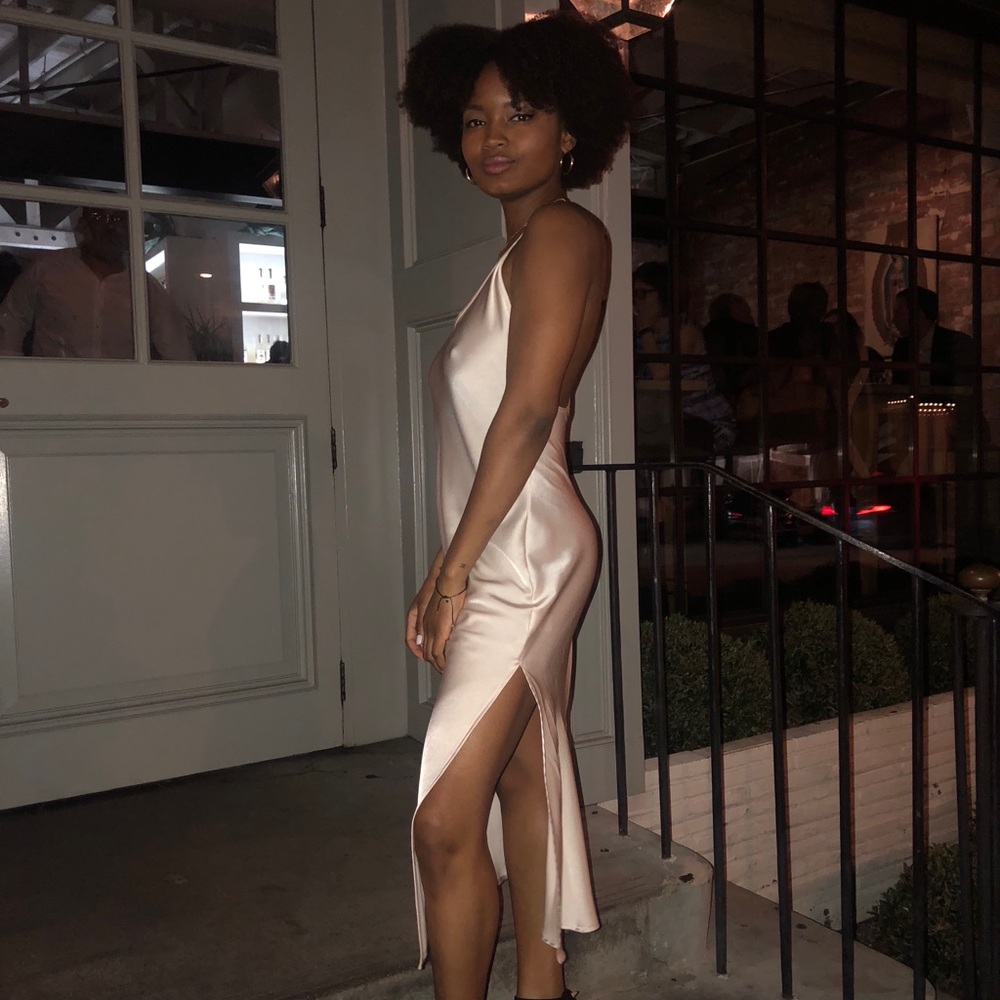 Tru Blue Satin Midi Dress